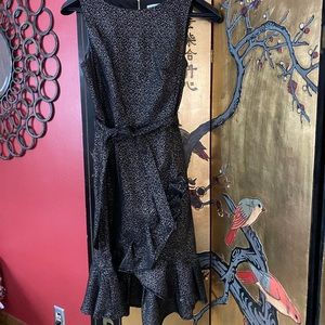 Calvin Klein Black and Gold Cocktail Dress (size 8)